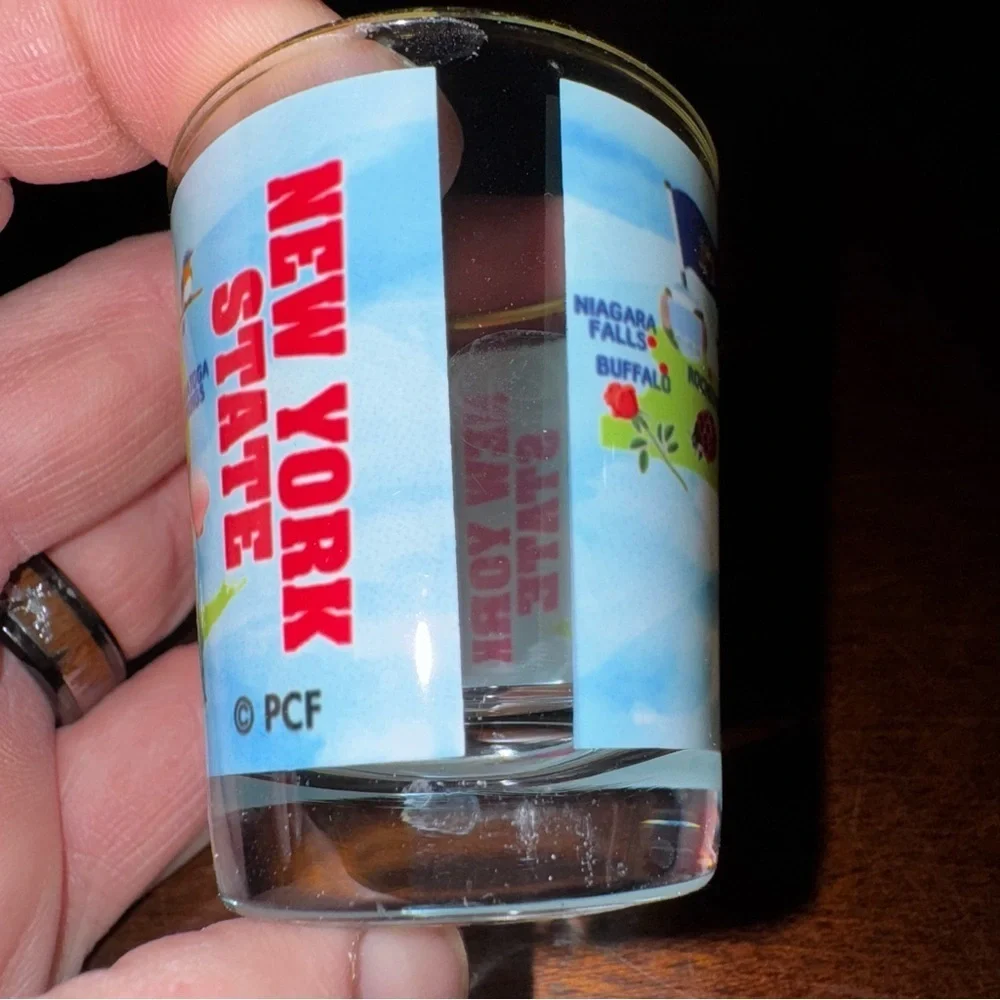 All Over Graphic Print New York State Souvenir Shot Glass 2”